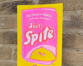 A5 Diet Spite Lemon Drink Can Fizzy Drink Fruit Art Print
