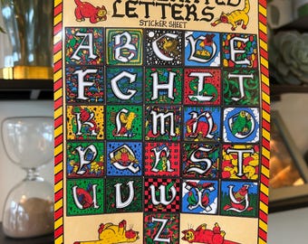 Illuminated Letters Alphabet Medieval Illuminated Manuscript Ye Olde Stickers Sticker Sheet Sazzsquatch Stickers a5 14.85cm by 21cm