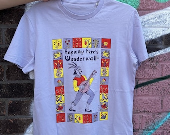 Anyway, Here's Wonderwall Bard T-Shirt Tee Medieval 100% Organic Cotton Purple