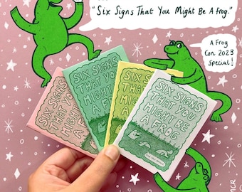 Six Signs That You Might Be A Frog Fun Tiny Small folded Risograph Zine A7