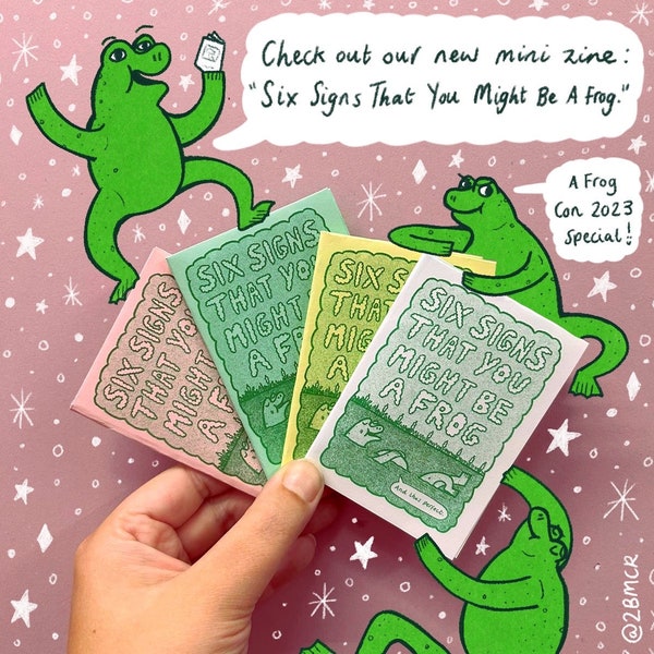 Six Signs That You Might Be A Frog Fun Tiny Small folded Risograph Zine A7