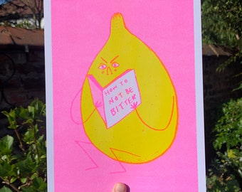 Bitter Lemon 2Bmcr SUMMER NEON EDITION  Cute Fruit Neon Pink Dotty A4 Risograph Print