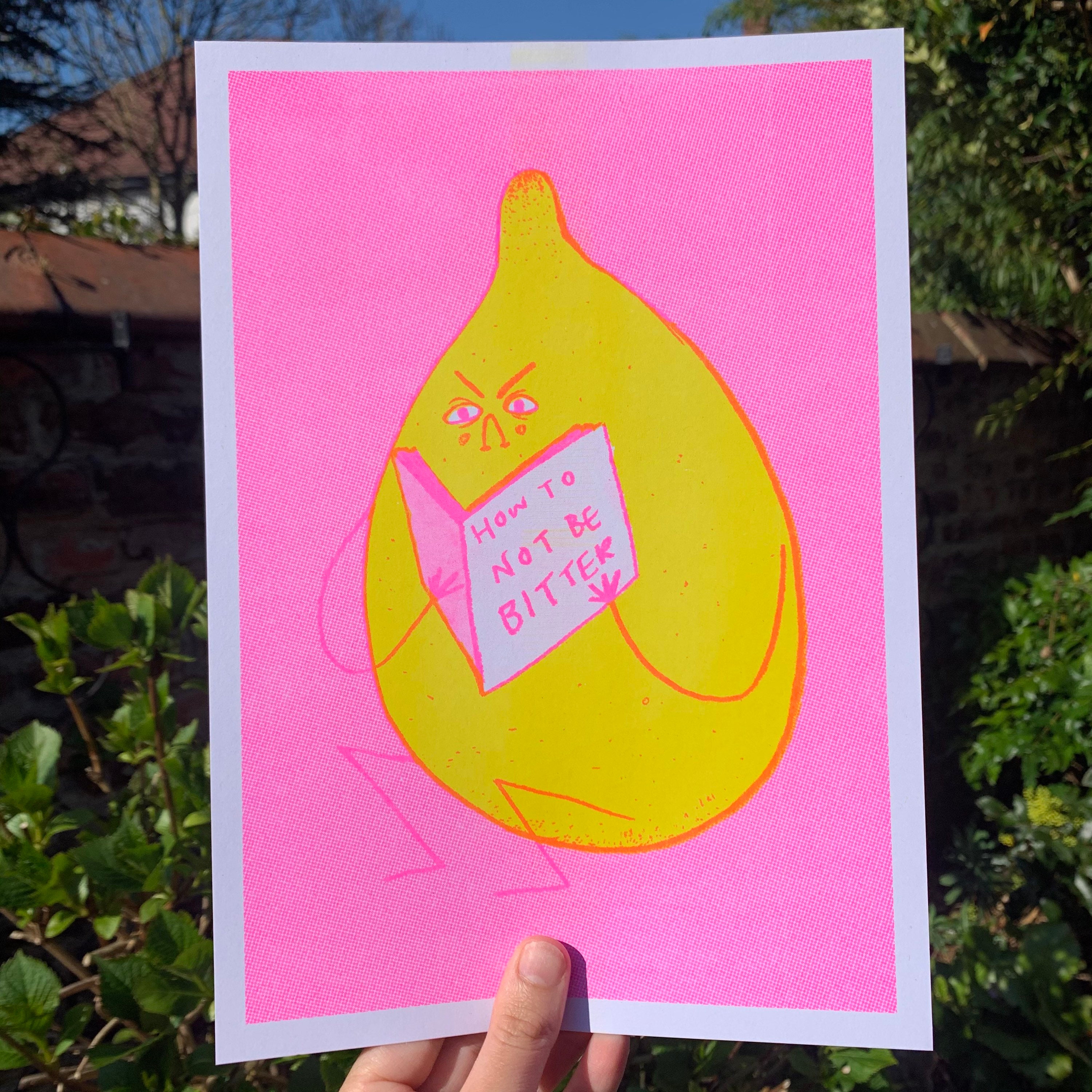 Bitter Lemon SUMMER NEON EDITION  Cute Fruit Neon Pink Dotty A4 Risog…