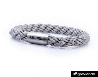 Men's bracelet with name | Sailing Rope Bracelet Gray Silver | Personalized Jewelry for Dad Boyfriend Brother | Christmas gift for men