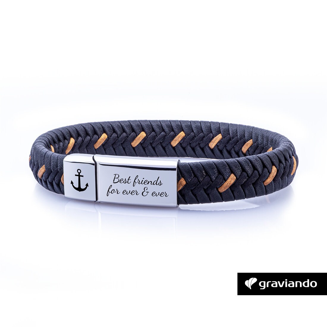 Patterned leather bracelet with engraving | Leather bracelet for men | Bracelet as a personalized gift | Valentine's Day gift for men