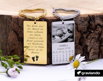 Anhänger als Kalender mit Datum Foto und Gravur | Geschenk für Mama Papa Freundin Freund | Persönlicher Valentinstags Geschenk