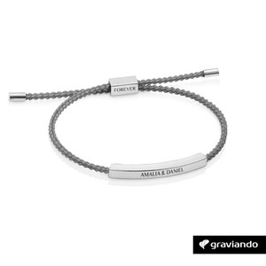 Bracelet homme avec personnalisation bracelet partenaire gravé bracelet enfant cadeau personnel femme femme papy grand-mère Grau | Silber