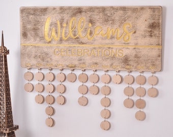 birthday family board birthday calendar Family Calendar Family Celebration Board Birthday Board  Birthday Perpetual calendar
