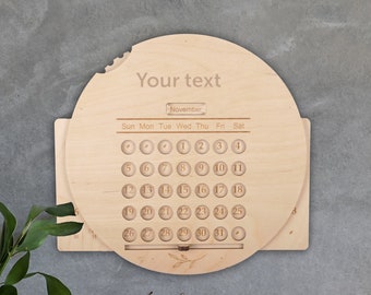 Engraved Wooden Perpetual Calendar: Wall Decor, Personalized Gift