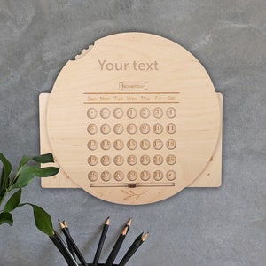 Wooden Perpetual calendar. Wooden Calendar.