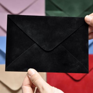 Black A7 Velvet Envelopes, 5.25x7.25 envelopes, A7 Envelopes, decorative envelopes, wedding envelope