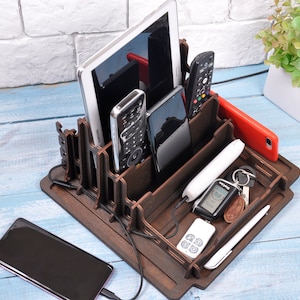 desk organizer wood docking station men charging station Nightstand Valet Father's Day Gift Ideas image 5