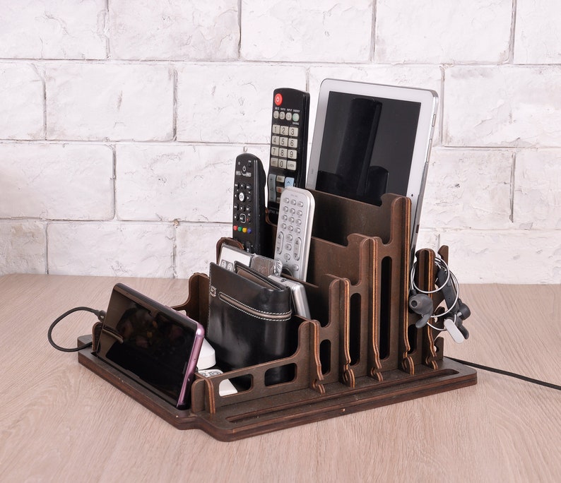 Desk Organizer Wood Docking Station Men Charging Station Etsy Canada