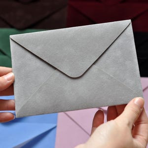 Velvet Envelopes A7 Gray, 5.25x7.25 envelopes, A7 Envelopes for cards and invitations, decorative envelopes, wedding envelope