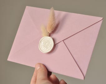 Pink A7 Velvet Envelopes, 5.25x7.25 envelopes, A7 Envelopes, decorative envelopes, wedding envelope