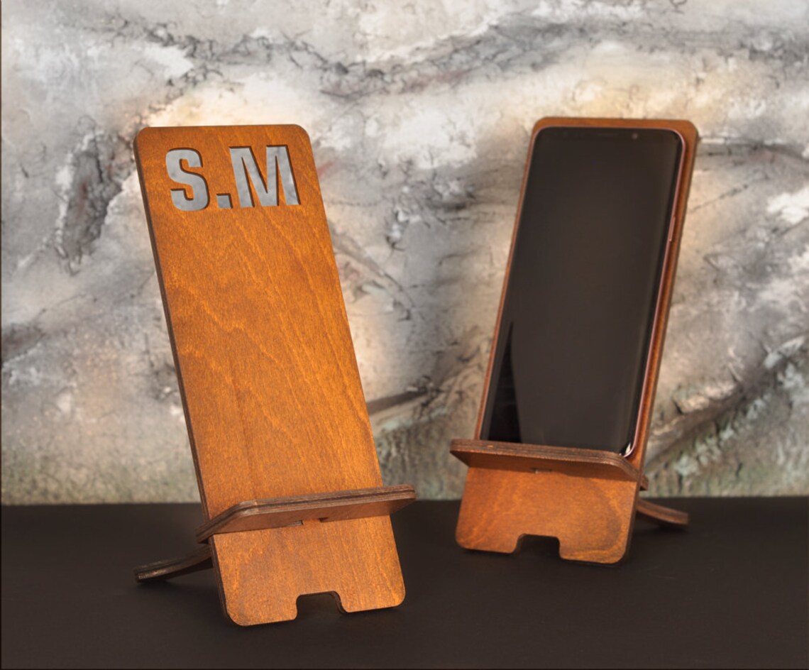 Wooden Phone Stand Gift Men Charging Station 40th Birthday Etsy