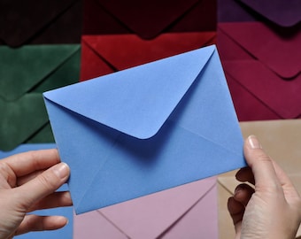 Light Blue Velvet A7 Envelopes, Euro Flap, Wedding Invitation