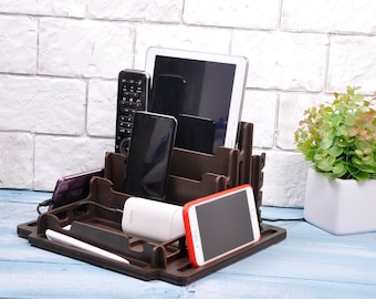 Handmade Wooden Charging Station: Desk & Nightstand Organizer