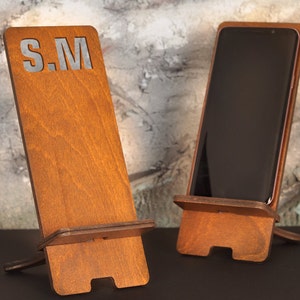 wooden phone stand gift men charging station 40th birthday phone holder wood phone stand docking station