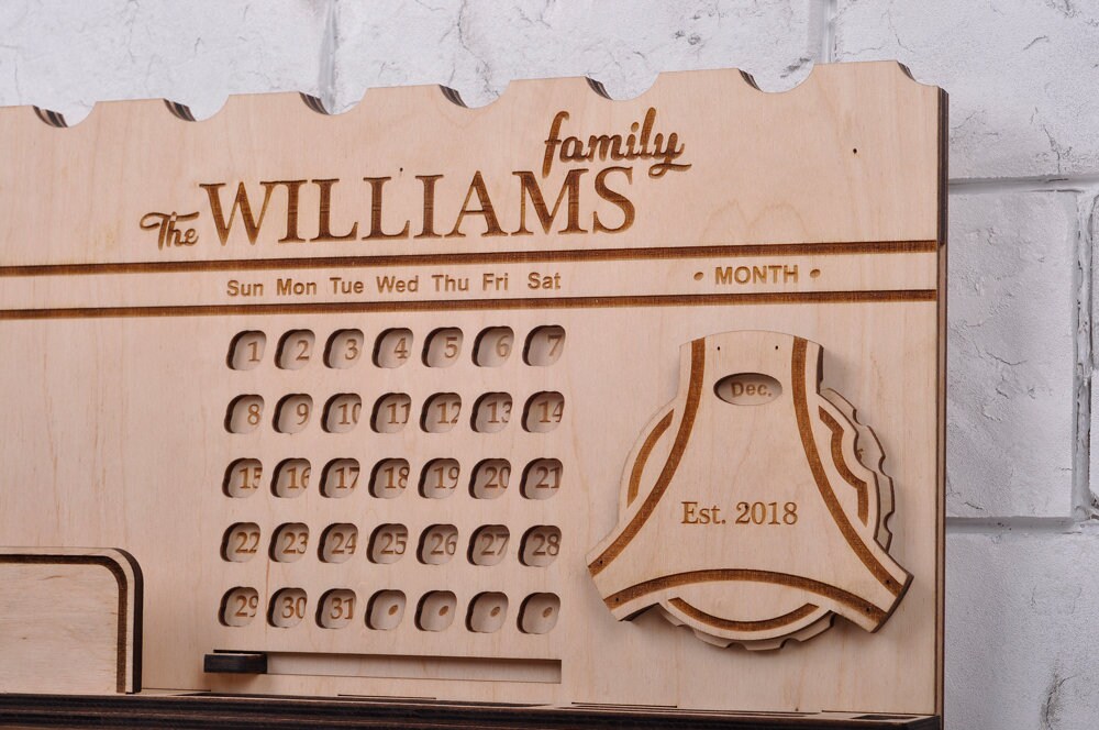 Wooden Perpetual Calendar. Wall Key Holder - Etsy