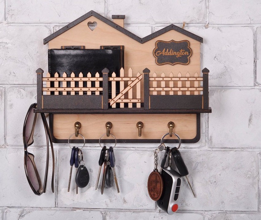 Custom Wood Key Holder For Wall Personalized Key Holder Key Etsy