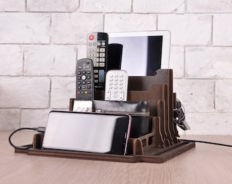 desk organizer wood docking station men charging station Nightstand Valet Father's Day Gift Ideas
