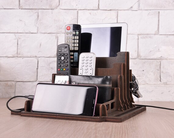 desk organizer wood docking station men charging station Nightstand Valet Father's Day Gift Ideas