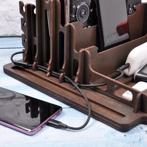 desk organizer wood docking station men charging station Nightstand Valet Father's Day Gift Ideas image 6