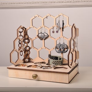 earring holder. necklace holder. earring organizer. jewelry organizer. jewelry display stand. necklace display.