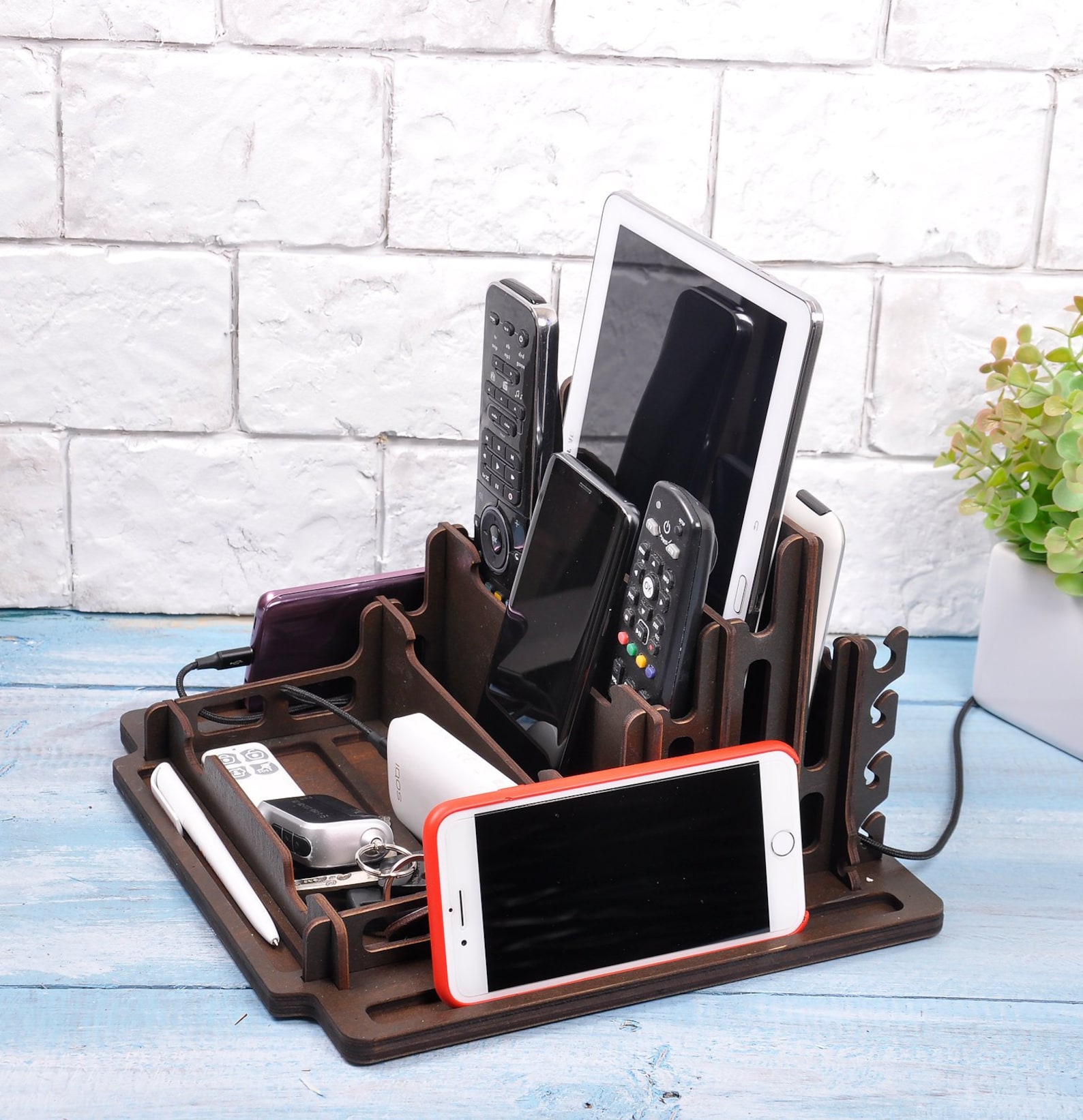 Desk Organizer Wood Docking Station Men Charging Station Etsy