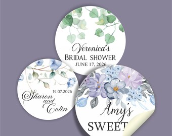 Personalized Floral Wedding Stickers – Favors, Gift Bags, Envelopes