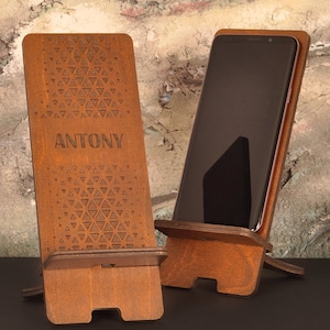 wooden phone stand charging station gift men phone holder 30th birthday gift wood phone stand