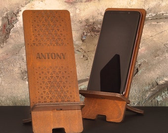 wooden phone stand charging station gift men phone holder 30th birthday gift wood phone stand