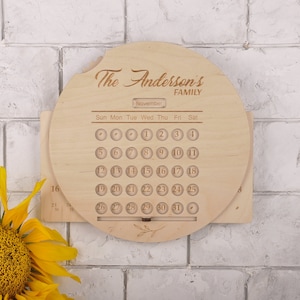 Wooden Calendar. Wooden Perpetual calendar. 2020 wall calendar. Calendar laser cut. Desk calendar