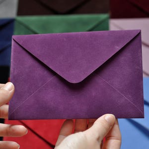 Purple A7 Velvet Envelopes, 5.25x7.25 envelopes, A7 Envelopes, decorative envelopes, wedding envelope