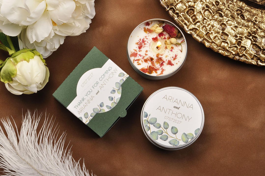 Personalized Floral Soy Candle Favors – Wedding, Bridal Shower Guest ...