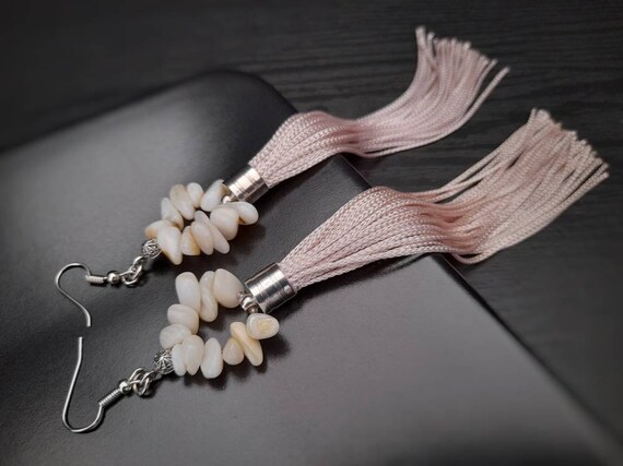 Geflochtene Troddel Franse Ohrringe mit Perlen 1 Paar Hochzeits Schmuck 