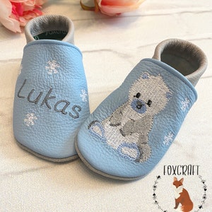 From 27.00 euros, crawling shoes, leather slippers polar bear and name