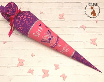 Schultüte Zuckertüte Blumen-Ballerina , optional Name und Datum - 70 cm - passend zu Butterfly Night