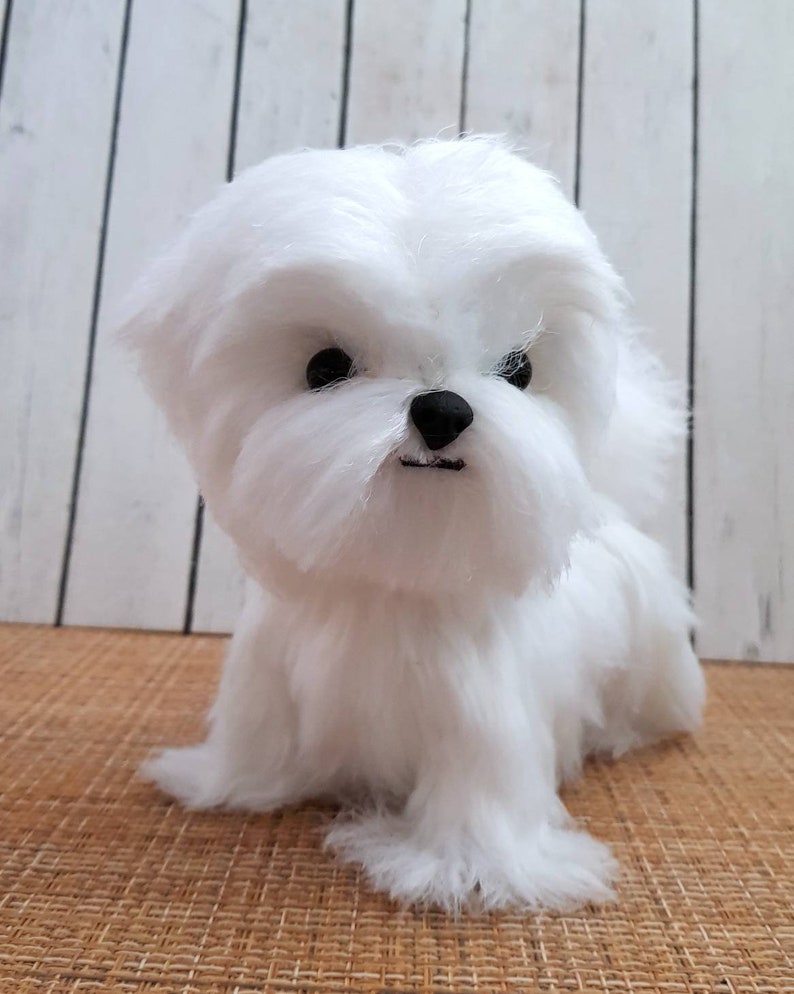 Maltese lapdog Shih Tzu Bichon realistic replica stuffed dog | Etsy