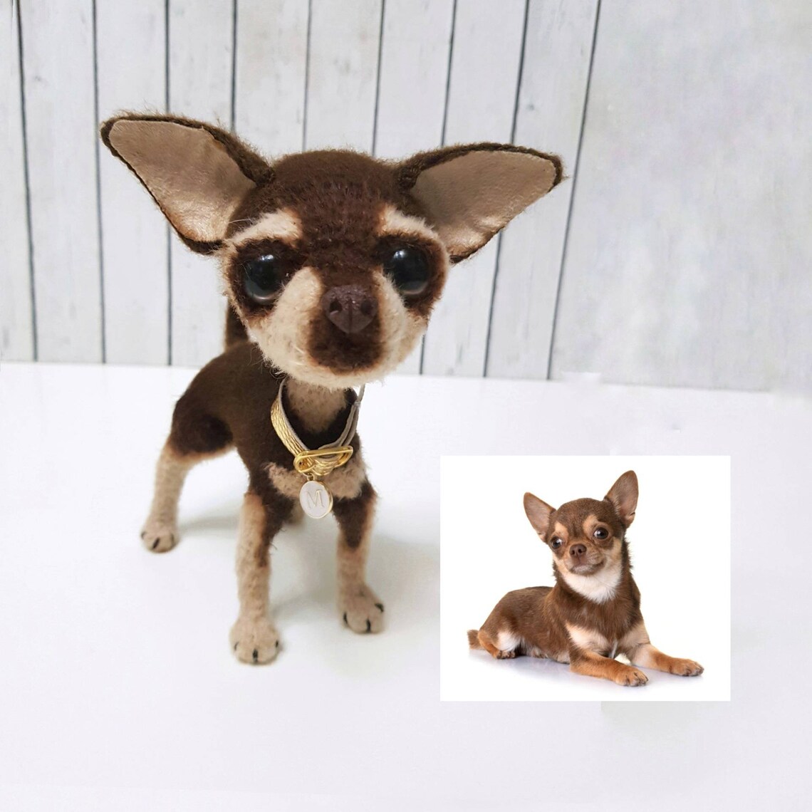 multi colored chihuahua statue