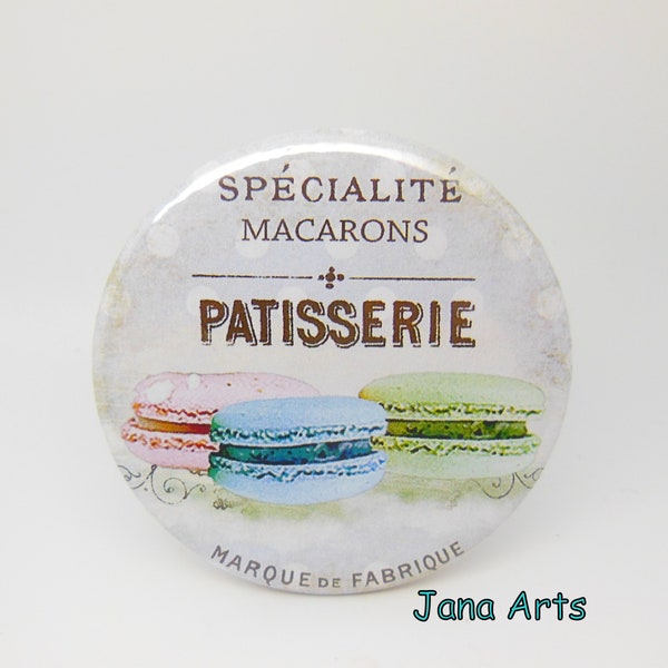 Miroir de poche - Macarons vintage, idée cadeau, petits cadeaux pour femmes