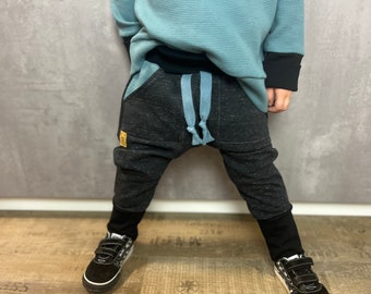 Pump pants anthracite black mint with pockets, baby child boy