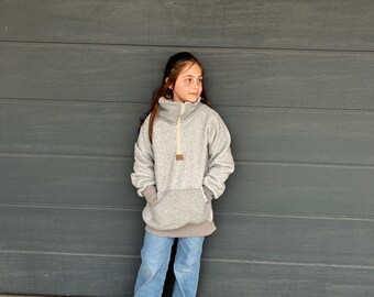 Fleece jacket, outdoor sweater, warm sweater, gray, unisex girl boy