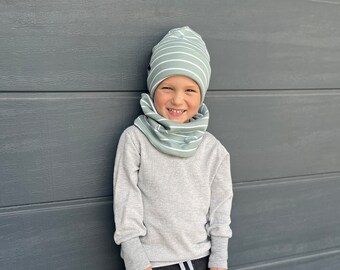 Hipster Beanie Streifen mint weiß