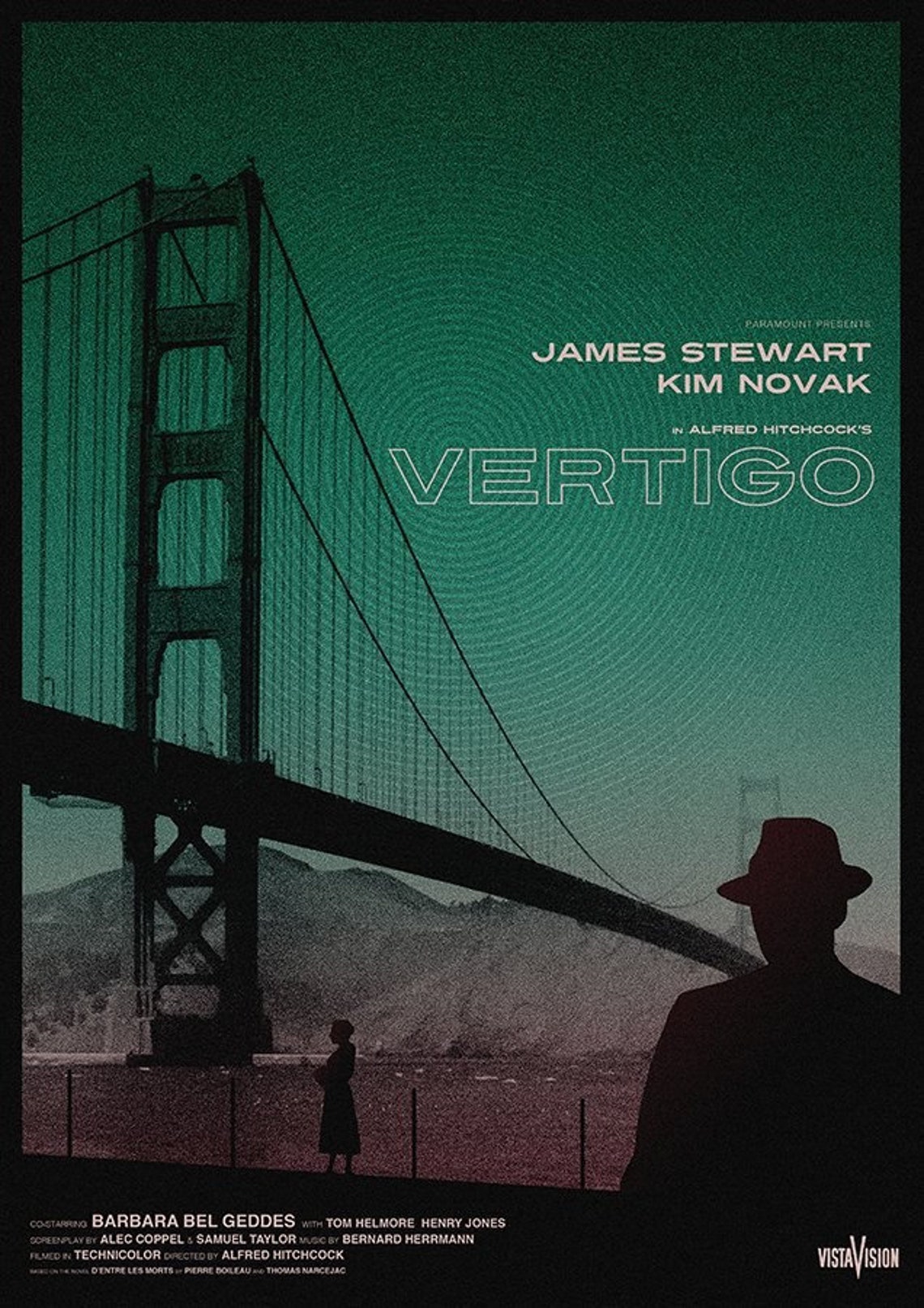 Alfred Hitchcock Vertigo Movie Poster A3 Giclee Illustrated Etsy