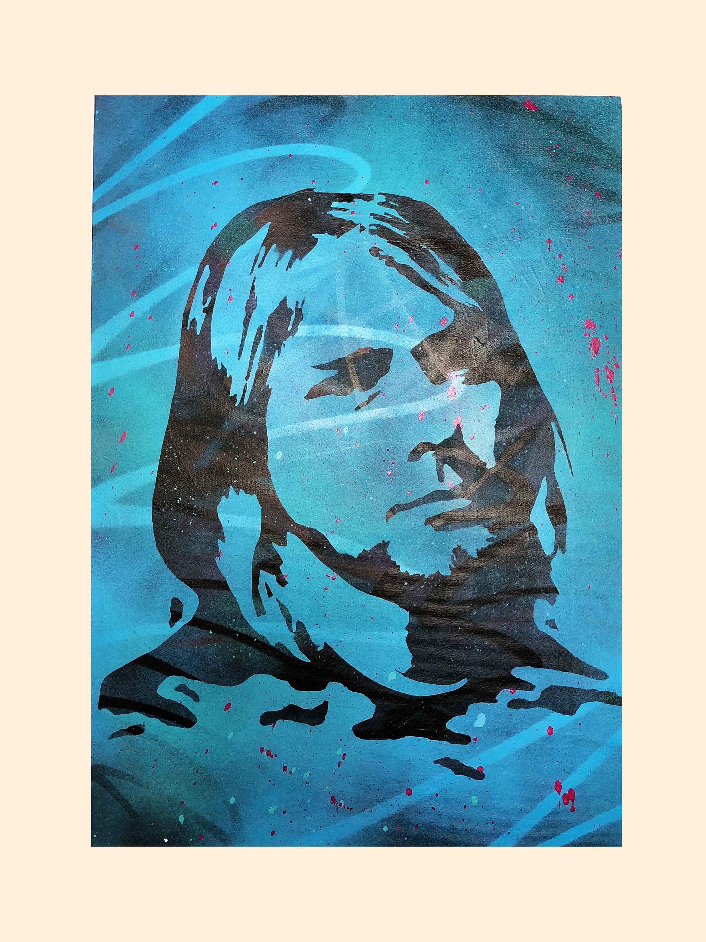 Kurt Cobain Nirvana Canvas Graffiti Street art Silhouette Etsy