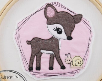 Stickdatei Reh mit Schnecke 13x18 15x24 18x30 Embroidery Deer Snake