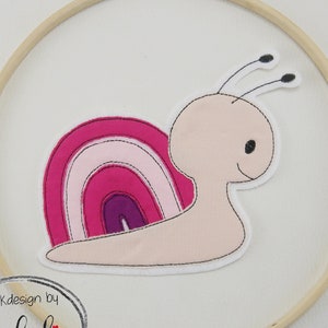 Embroidery file snail with rainbow 10x10 13x18 15x24 18x30 Embroidery snail rainbow image 1