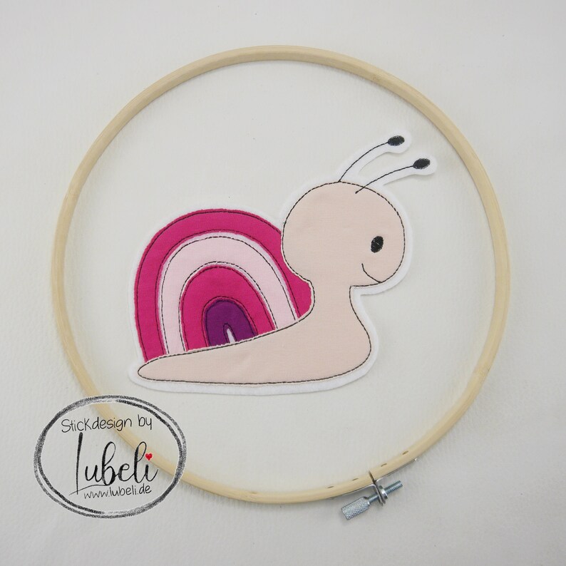 Embroidery file snail with rainbow 10x10 13x18 15x24 18x30 Embroidery snail rainbow image 1